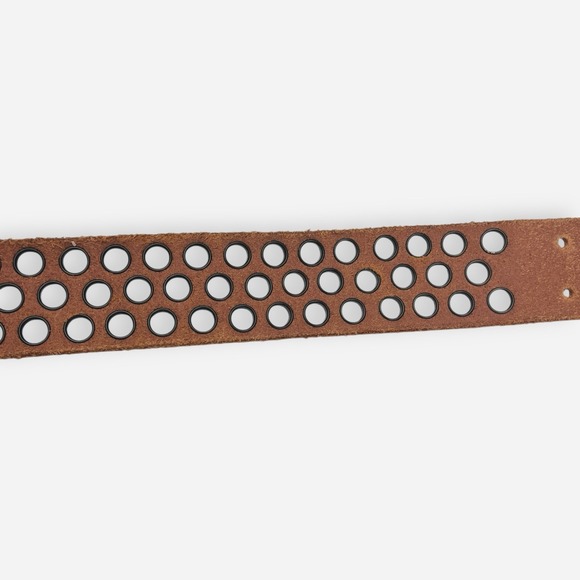 J Crew‎ Leather Brown Belt Brass Buckle Grommets Sz XSmall XS 44414 - Picture 8 of 9